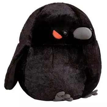 Cute plush fluffy body large black bird plush soft and fluffy lumbar Christmas Halloween nap black crow crow, cushion, pillow, sparrow-themed toy,