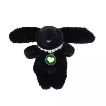 Cute Plush Necklace Rabbit Charm Keychain Soft Stuffed Ornament Keyring Lovely Pendants for Purse Bag Backpack Handbag зелёный