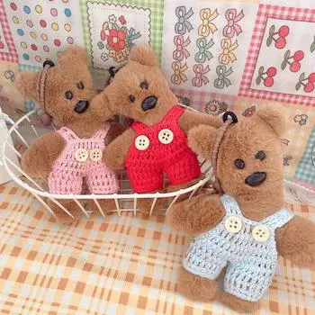 Милый плюшевый пищащий медведь в одежде брелок кулон рюкзак подвески украшения аксессуары подарки