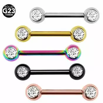 CUTE Поручни для сосков | G23 Титановый пирсинг для сосков, прямые кольца для языка с драгоценными камнями, 12–14 мм, ювелирные изделия 1.6*12*5/5mm серебряный