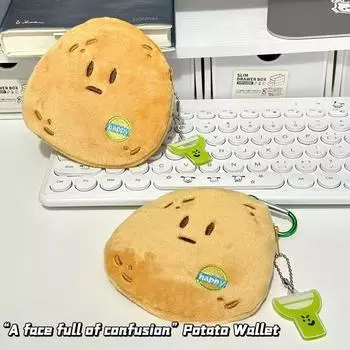 Милый кошелек с подвеской в виде картошки, сумка для хранения наушников с рисунком, портативная сумка для помады, футляр для ключей