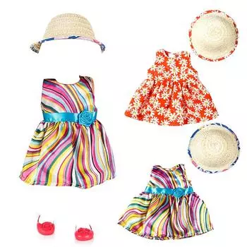 Cute Princess Skirt American 18 Inch Girl Doll Tulle Dress Generation Accessories Ours Children W4P8 Color stripe-One size