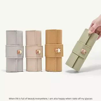 Cute Printing Glasses Case Printed Eyeglasses Holder Cute Bear PU Glasses Box Outdoor зелёный