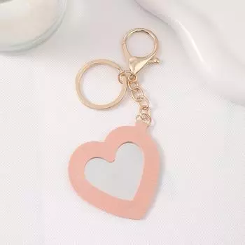 Милый брелок в форме сердца из искусственной кожи, креативный мини-брелок с зеркальцем для макияжа, подвеска для сумки, автомобильная безделушка для женщин и девушек, подарок розовый