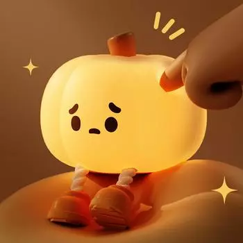 Cute Pumpkin Night Light, Dimmable Silicone Cartoon Pumpkin Lamp With Timer, Rechargeable Touch Nightlight For Nursery Bedroom жёлтый