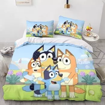 Cute Puppy Home Textile Bed Three-Piece Digital Printing Quilt Pillowcase Bedding EU single 135*200