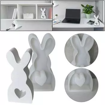 Cute Rabbit Candle Silicone Moulds Gypsum Car Mounted Incense Expanding Gypsum Decoration Mold Easter Aromatherapy Candle Molds