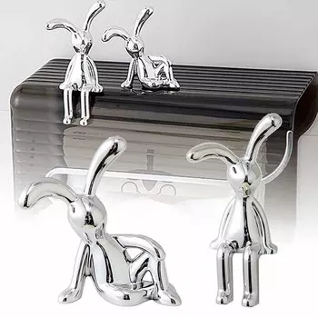 Cute Rabbit Decorative Ornaments Animal Figurines Furnishings Home Ornaments Eco-friendly Plastic Long Eared Rabbit Decoration