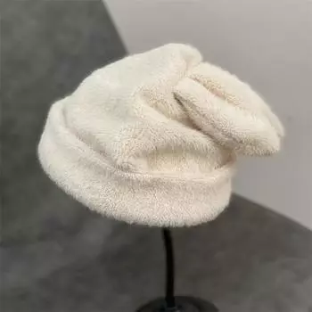 Cute rabbit ear wool hat women s plush autumn and winter knitted confinement hat warm cold hat tide M56-58cm