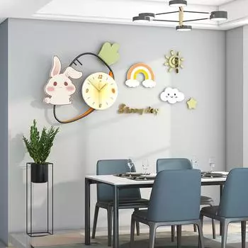 Милый кролик персонализированные креативные настенные часы гостиная мода современные простые настенные часы домашний фон украшения часы