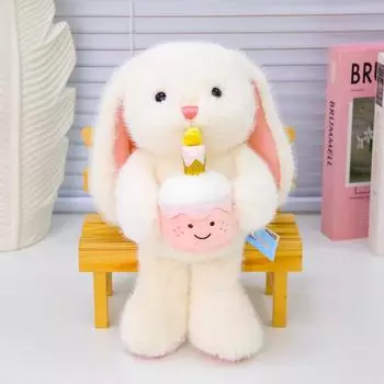 Cute Rabbit Plush Toy Big-Eared Rabbit Doll Grab Machine Doll Throw Pillow Doll Birthday Gift 35cm