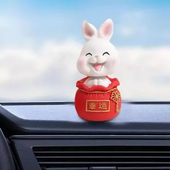 Cute Rabbit Shaking Head Toys Car Panel Dashboard Decoration Resin Car Ornament Doll Auto Interior Accessories Gift