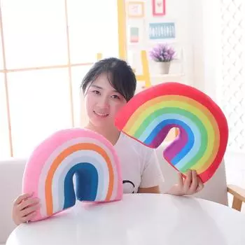 Cute Rainbow Shaped Pillow Kids Plush Toy Office Sleeping Neck Pillow Children s Room Soft Comfortable Cushion Home Decor 35cm красный