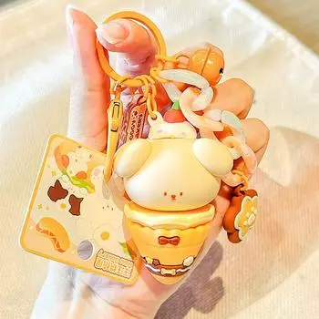 Cute Resin Puppy Candy Cone Cartoon Keychain Pendant For Backpack And Gift