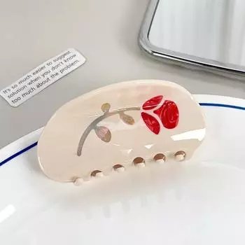 Cute Rhinestone Rose Flower Hair Claw Barrette Hairpin Acetic Acid Shark Clip Geometry Headwear Back Head Hair Grab Travel