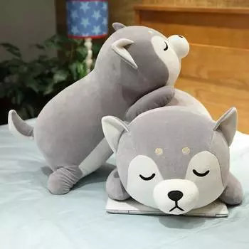 Cute Round Ball Shape Fat Lazy Cat Plush Toy Stuffed Cartoon Aniamls Likelike Bread Toast Cat Husky Shiba inu Dog Throw Pillow about 30cm