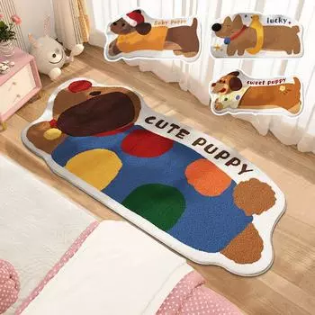 Cute Rug Cartoon Puppy Bedside Lounge Area Rug Non-Slip Floor Mats Soft Living Room Bedroom Entrance Doormat Decor S 40x60cmS