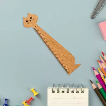 Симпатичная линейка, деревянные корейские канцелярские товары, измерительный инструмент, подарок, канцелярские принадлежности, мультяшный рисунок жёлтый