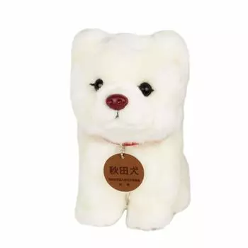 Cute sale Akita dog white hair M pink nose D0022 H23W14D22cm