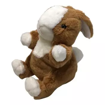 cute sales stuffed toy hand puppet stuffed animal type PV rabbit sitting brown J0080