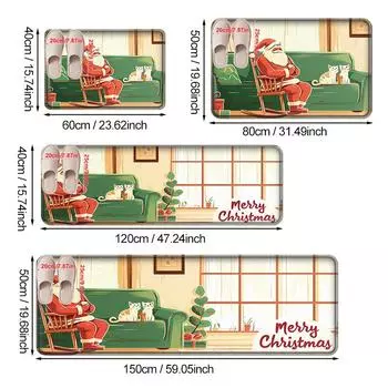 Cute Santa Claus and Cat Bathroom Mat Corridor Entrance Door Mat Washable Kitchen Mat Suitable for Living Room Home Decoration 40x60cm светло-желтого
