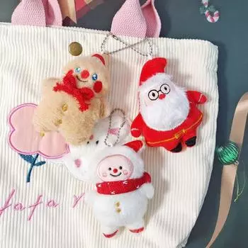 Cute Santa Claus Snowman Gingerbread Man Plush Doll Christmas Tree Ornament Bag Pendant Home Xmas Year Party Decoration Gift белый