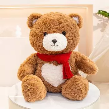 Cute Scarf Bear Plush Toy Bread Toast Bear Rag Doll Chef Bear Doll Birthday Gift Sitting height 30cm (0.35kg)