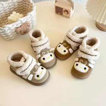 Cute Sheep Girl Winter Boots New Trend Children s Snow Boot Warm Versatile Kids Causal Fashion Boys Ankle Cotton Boots Round-toe 21 хаки
