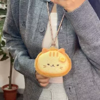 Cute Siamese Cat Earphone Bag Portable Lanyard Wallet Print Coin Purse Children Kids style 1