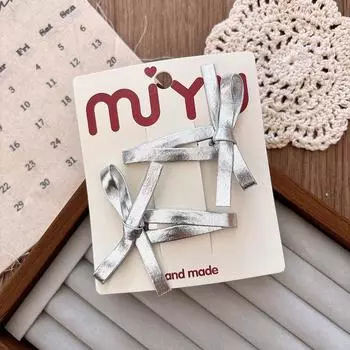 Cute Silver Bow Hairpins Women Girls Kids Hair Clips BB Pin Barrettes Hairgrips Accessories Hairclip Headwear Headdress Ornament about 6.5 cm