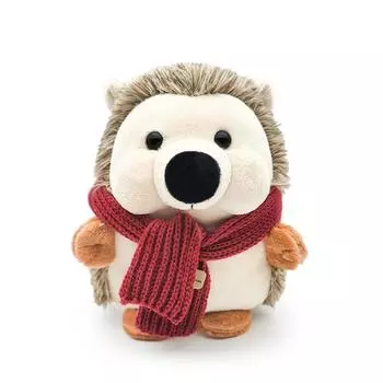 Cute Simulated Mr. Hedgehog with Scarf Plush Toy Doll Doll Pendant Doll Birthday Gift for Girls 18cm