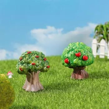 Cute Simulated Tree Figurines Mini DIY Decoration Tree Statue Resin Crafts Simulated Fruit Tree