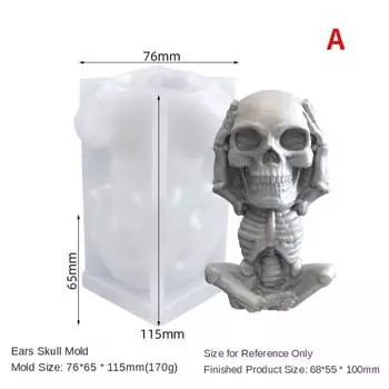 Cute Skull Silicone Candle Mold DIY Halloween Aromatic Candle Making Supplies Resin Soap Mold Christmas Gift Craft Home Decor Don t See A-cover ears