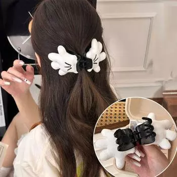 Милые маленькие белые перчатки Зажим-краб для волос Креативный геометрический полузажим Акула Краб для волос Женские аксессуары для волос для девочек белый