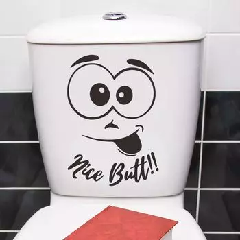 Cute Smiling Face Toilet Stickers 3D Effect Toilet Cover Sticker Bathroom Decals Art Mural 1