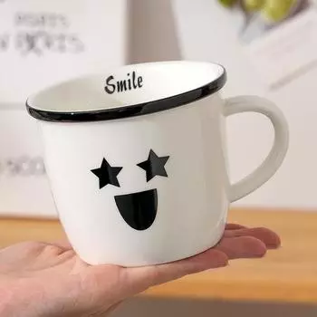 Cute Smiling Mug Milk Cup Children s Breakfast Cup High Value Cartoon Ceramic Cup Office Coffee Cup 350ml
