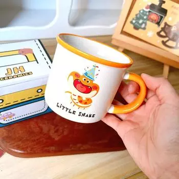 Cute Snake Year Snake Baby Ceramic Cup Mug Drinking Water Cup Creative Gift Milk Cup Breakfast Cup 320ml