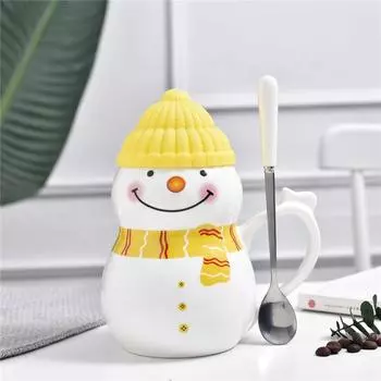 Cute Snowman Ceramic Mug Coffee Milk Couple Water Cup Christmas Winter Gift Girl Cup 501-600ml