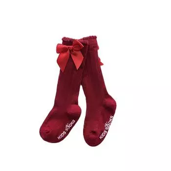 Cute Soft Cotton Baby Girls Socks Newborn Big Bow Baby Socks Infant Baby Girl Socks Anti Slip Floor Socks S 0-2 Years