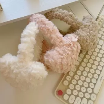 Милые мягкие плюшевые наушники-теплоизоляторы для зимних ушей, женские твердые наушники в форме сердца, защита от холода, наружные наушники-вкладыши