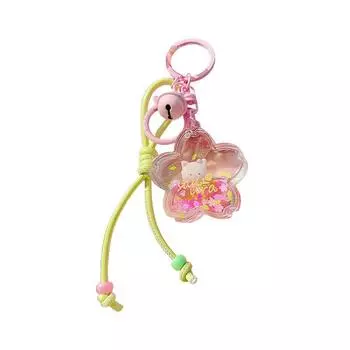 Cute Soft Sakura Animal Oil Pendant With Small Bell Girl Keychain Accessory Bag