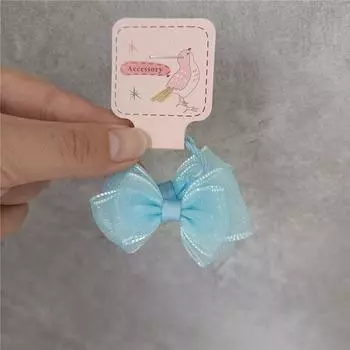 Cute Spring/Summer New Sweet Baby Headrope Girl Children s Dark Green Silk Mini Bowknot Leather Band Hair Loop Hair Rope