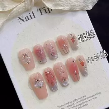 Cute Strawberry Cat Eye Handmade Wearable Nail Stickers New Cocoa Design Rabbit XS
