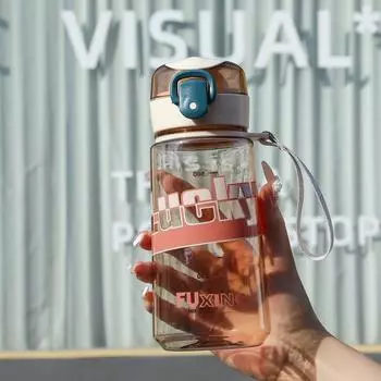 Cute student cup, simple and portable cup, direct drinking space cup, drop-proof and leak-proof plastic cup, water bottle 600ml