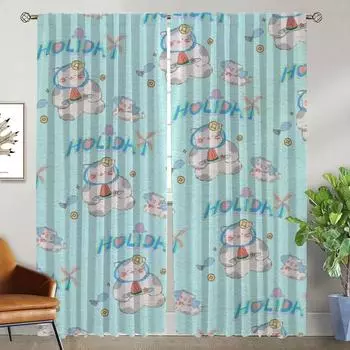 Cute Style Curtains Child Room Partition Curtains for Bedroom Living Room Curtain Shades Halloween Decoration Kitchen Blackout W50xH70cmx2pcs-CL