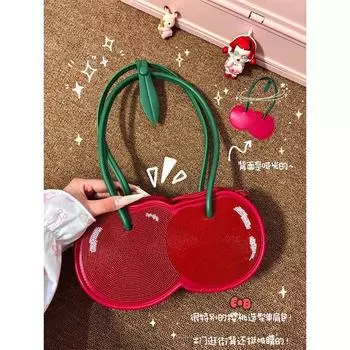 Cute Sweet Cherry Handbags Women s Korean Style Fancy French Stick Underarm Bag Work Commuter s All-Matching Shoulder Bag Red