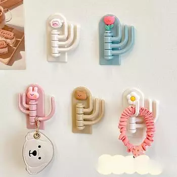 Cute Three Hook Hook Free Punch Wall Door Behind Strong Stick Hook Rotary Hanger Cartoon Dormitory Traceless Small Hook 10pcs жёлтый