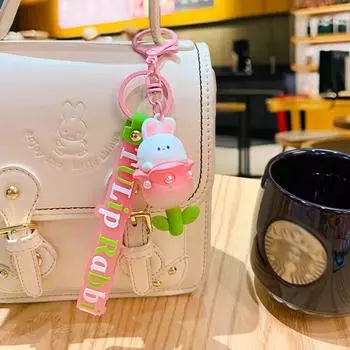 Cute Tulip Rabbit Pendant Anti-lost Car Key Ring Funny Cartoon Rabbit Keychain Children Gift Style 2