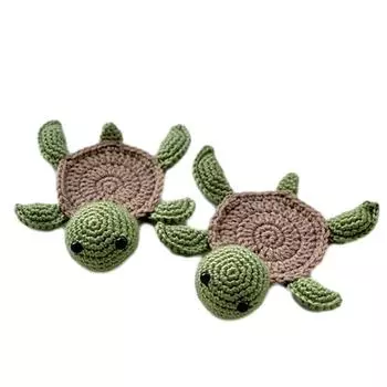 Милая черепаха, связанная вручную, подставка под чайник, вязаная вручную, подставка под кружку, коврик для вечеринки на Хэллоуин, коврик для чашки зелёный