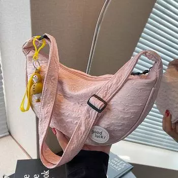 Cute versatile niche canvas small bag women s 2024 new women s bag Korean version messenger bag fashionable one-shoulder dumpling bag